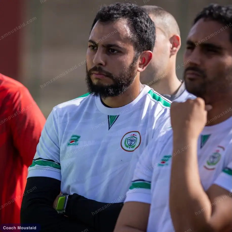 Hamza Moustaid alongside fellow candidates during the CAF C coaching course